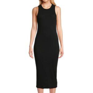 New James Perse Ribbed Knit Tank Bodycon Black Midi Dress NWT Size 3/Large